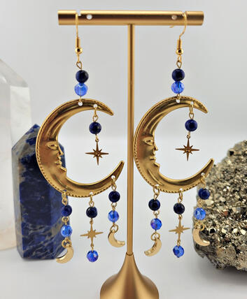 Lapis Moon Dangles